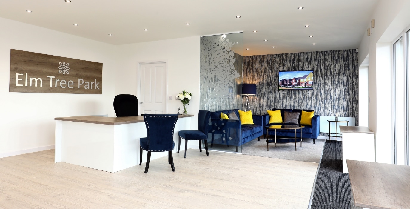 Elm Tree Park Marketing Suite Interior and Signage